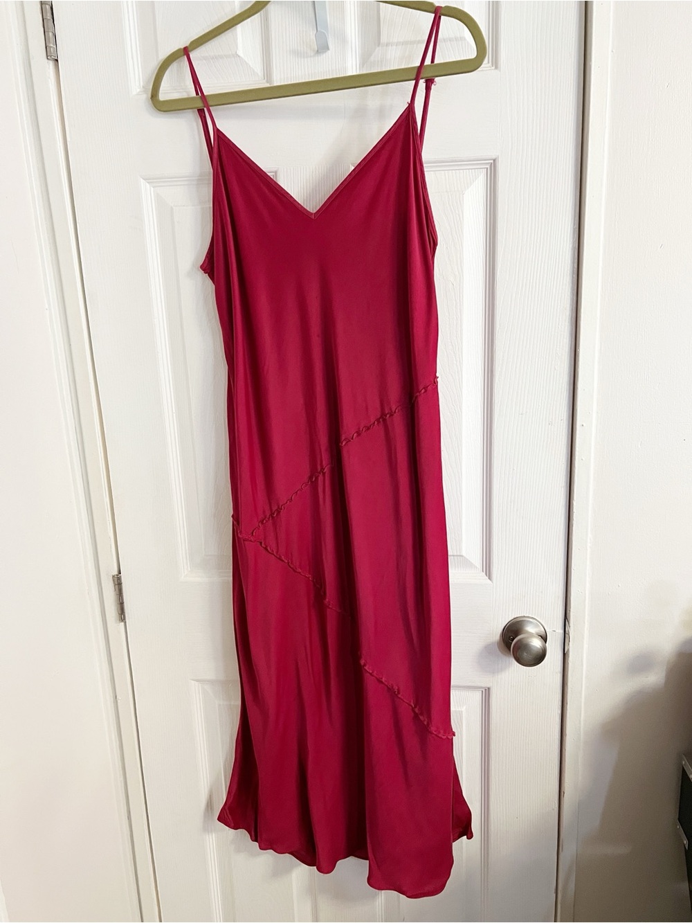 Anthropologie Fuchsia Slip Midi Dress with Spaghetti Straps